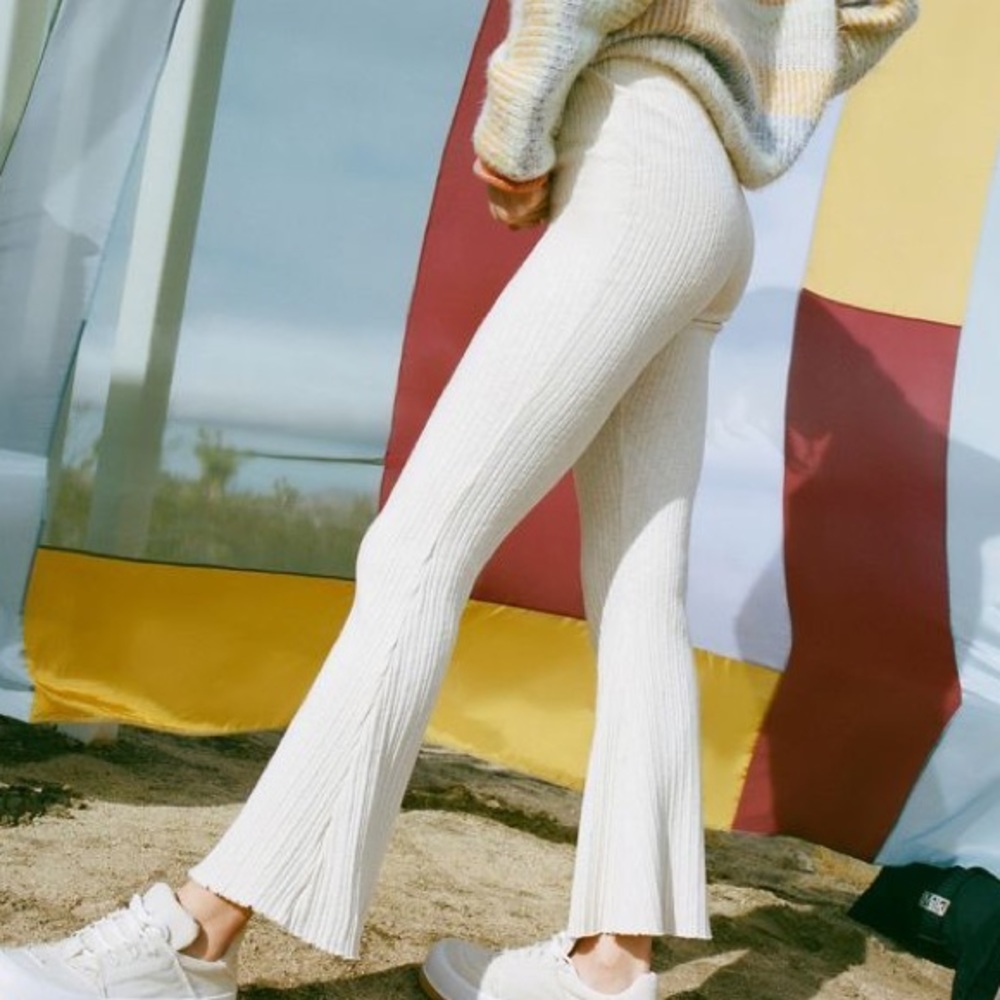 Urban Outfitters Rosie Ribbed Flare Pants - Cream - Picture 6 of 6